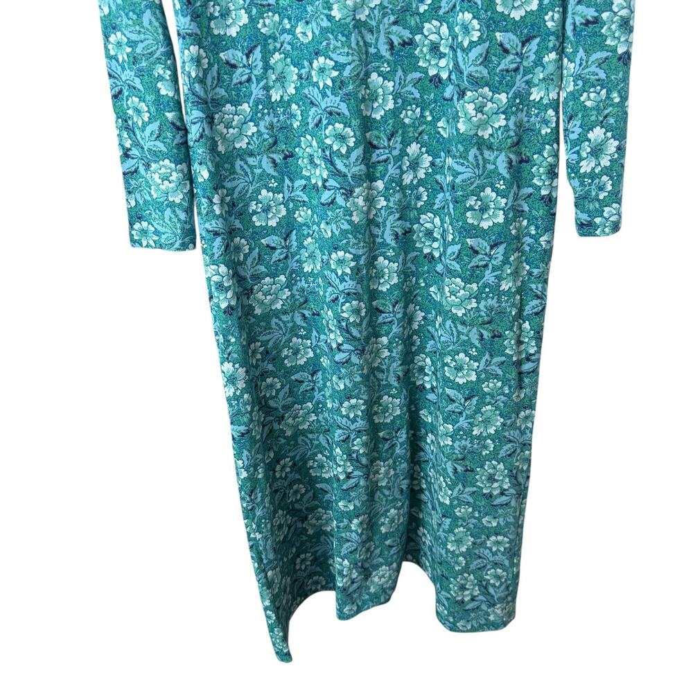 Peruvian Connection Floriana Midi Dress Long Sleeve Floral Blue Green Medium - Picture 6 of 11